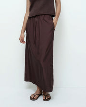 Mijeong Park Dark Brown Drawstring Midi Skirt