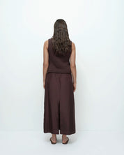 Mijeong Park Dark Brown Drawstring Midi Skirt