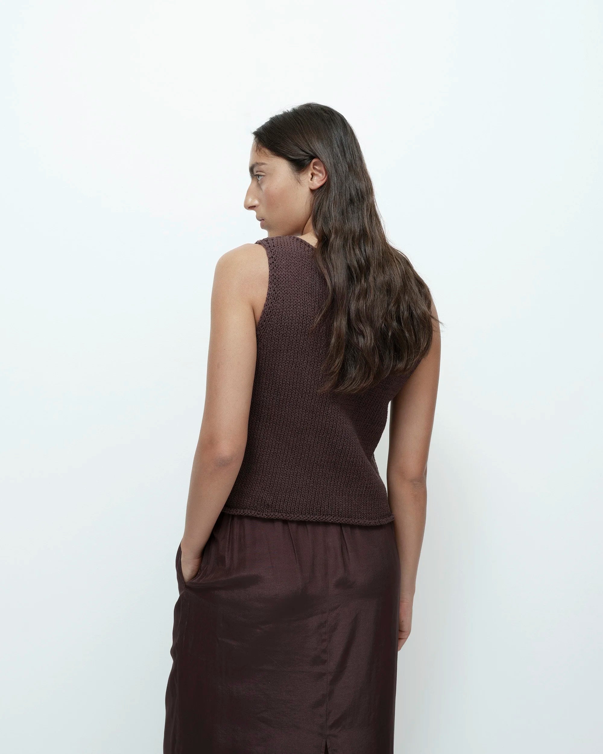 Mijeong Park Dark Brown Drawstring Midi Skirt