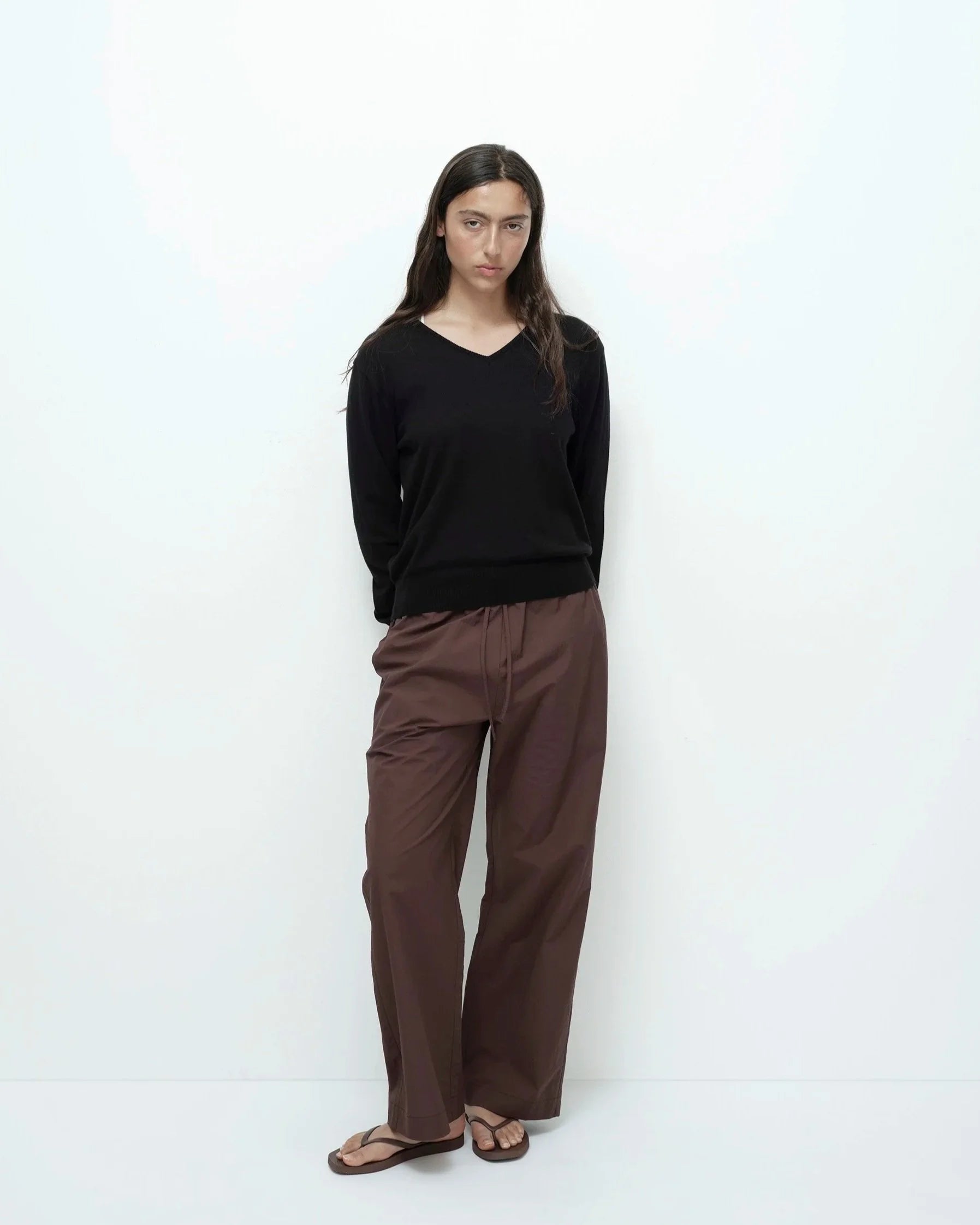 Mijeong Park Dark Brown Cotton Drawstring Pants