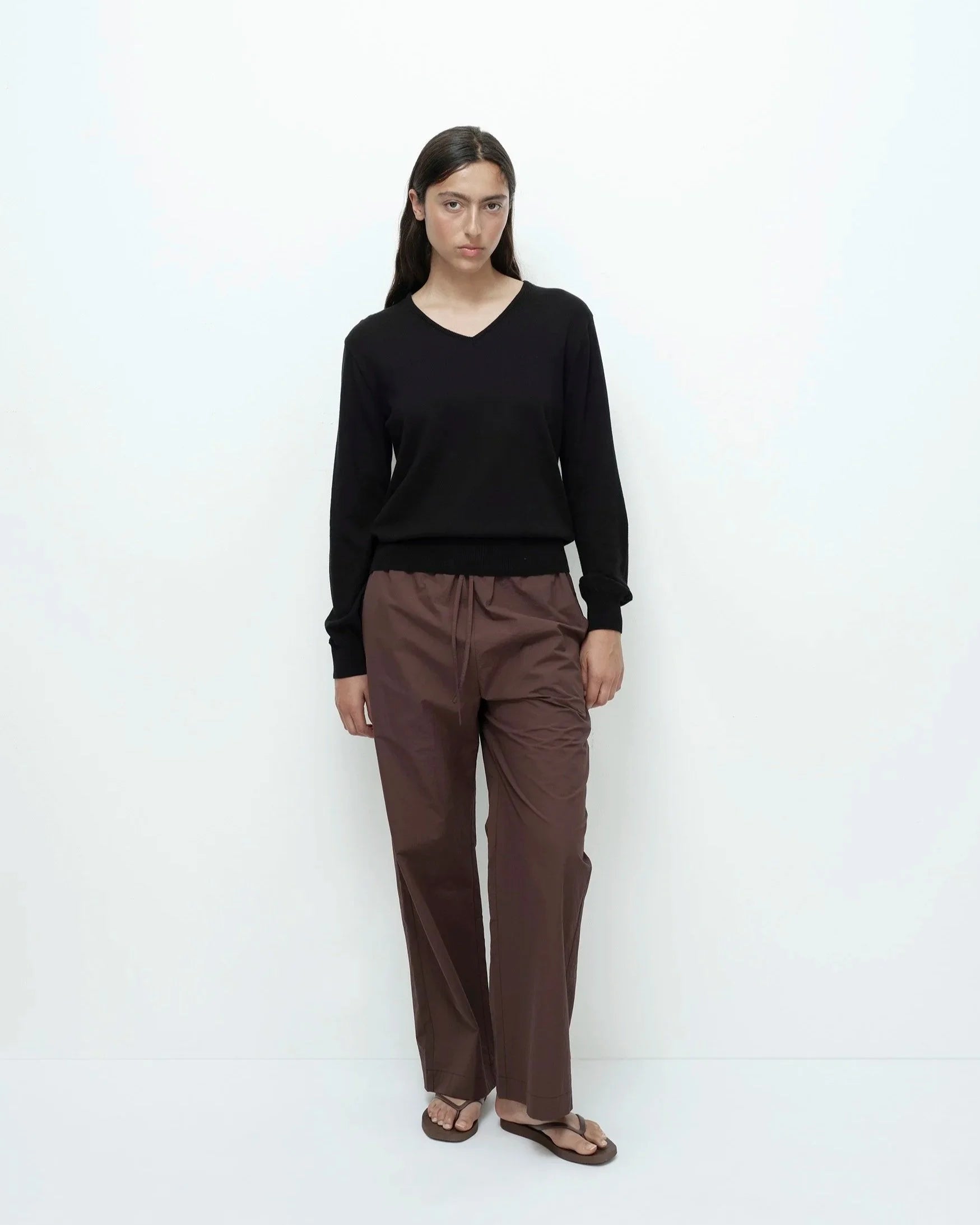 Mijeong Park Dark Brown Cotton Drawstring Pants