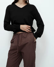 Mijeong Park Dark Brown Cotton Drawstring Pants