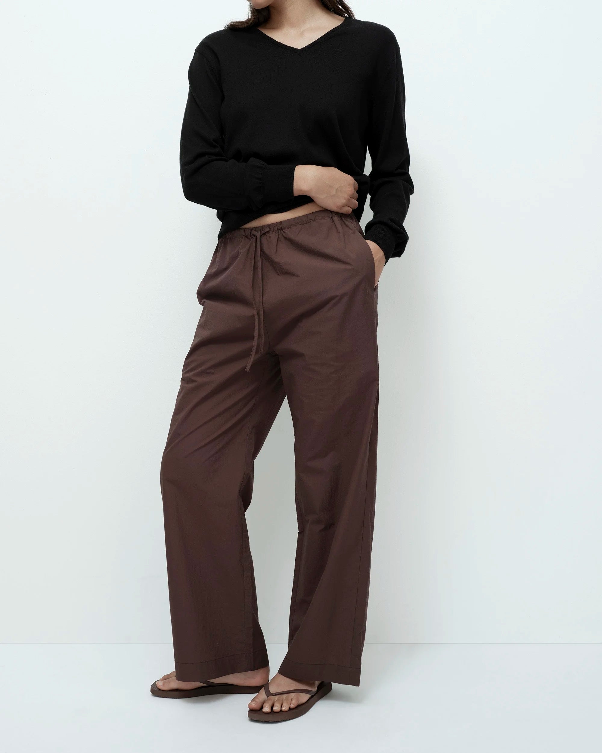 Mijeong Park Dark Brown Cotton Drawstring Pants