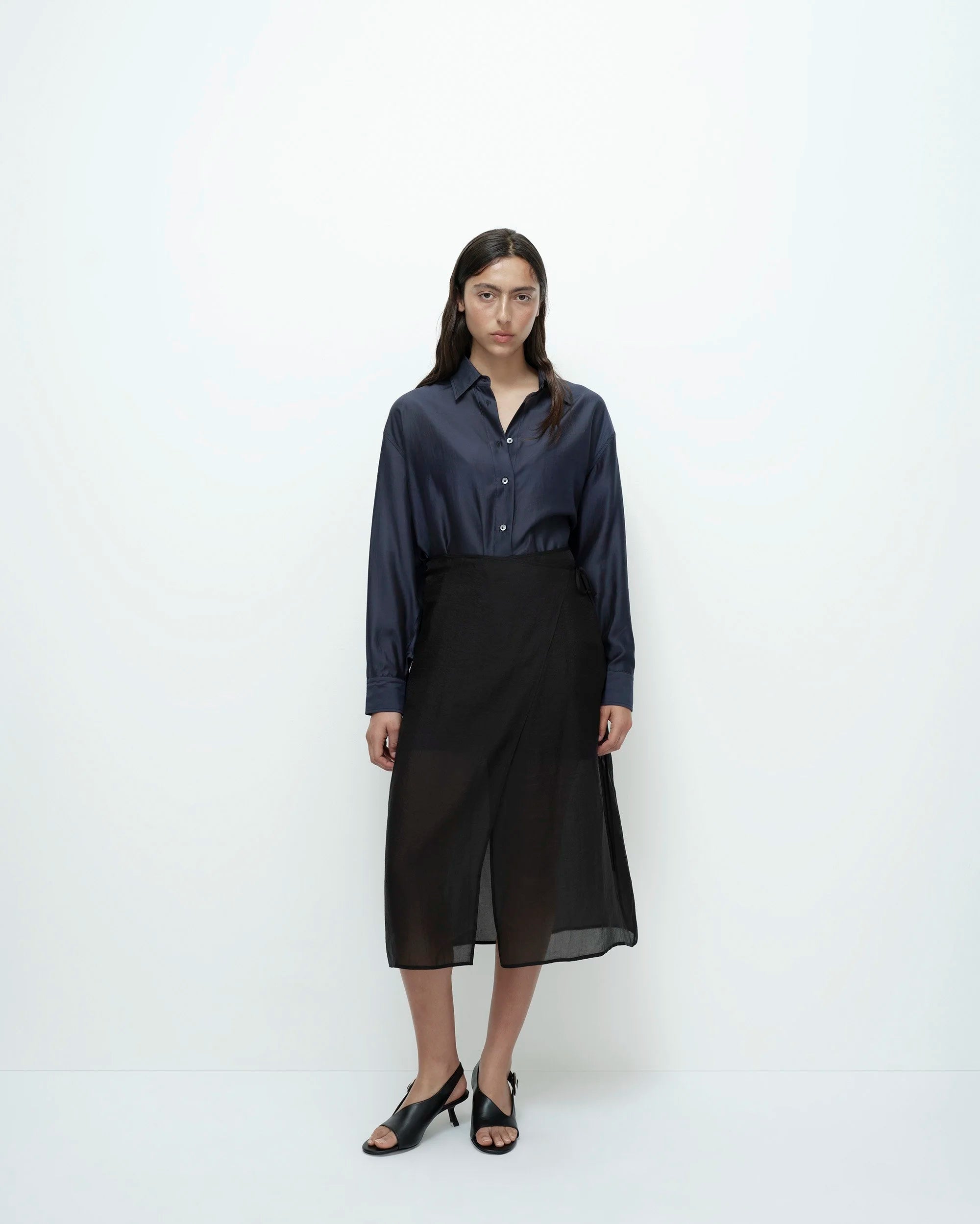 Mijeong Park Black Organza Wrap Skirt