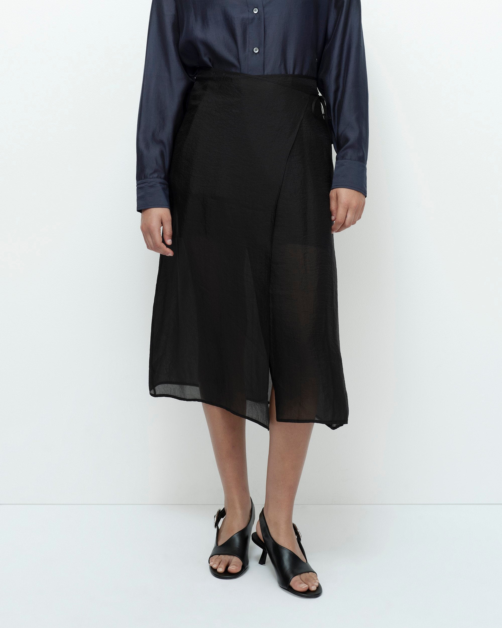 Mijeong Park Black Organza Wrap Skirt