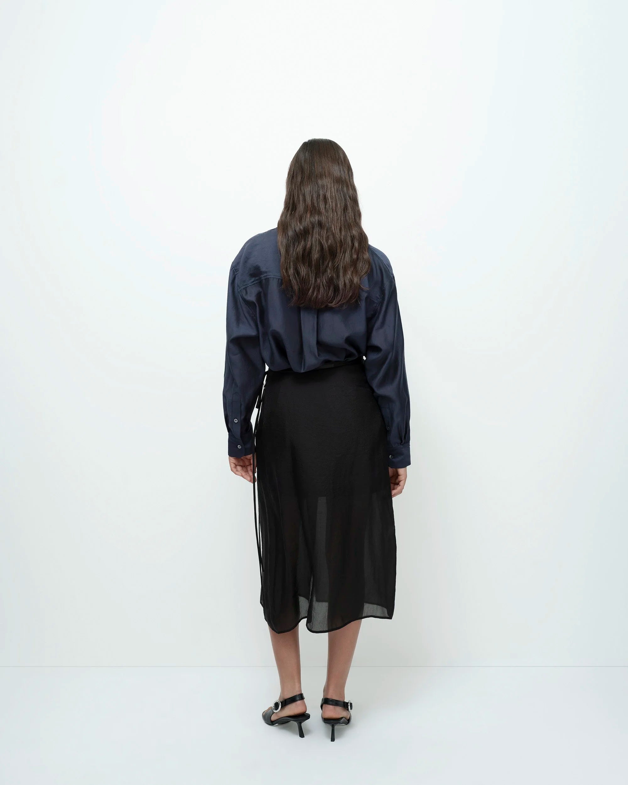 Mijeong Park Black Organza Wrap Skirt