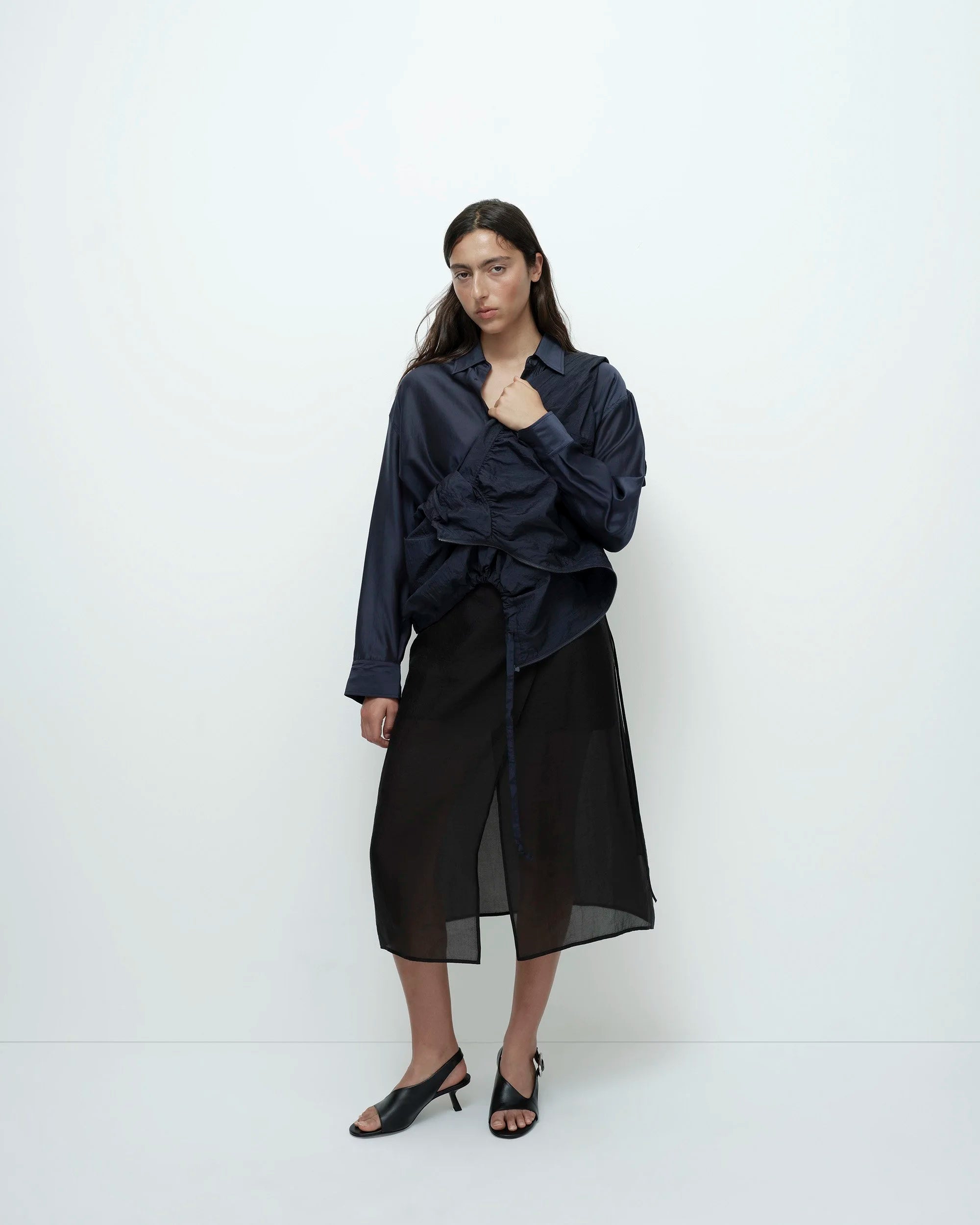 Mijeong Park Black Organza Wrap Skirt