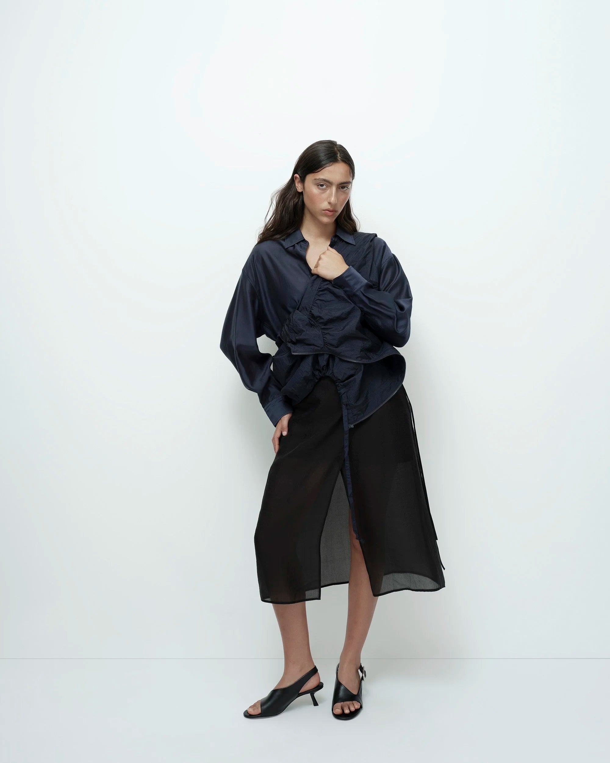 Mijeong Park Black Organza Wrap Skirt