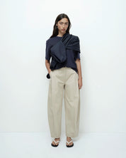 Mijeong Park Beige Cotton Barrel Leg Pants