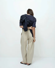 Mijeong Park Beige Cotton Barrel Leg Pants
