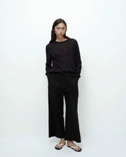 Mijeong Park Black Linen Blend Cropped Pants