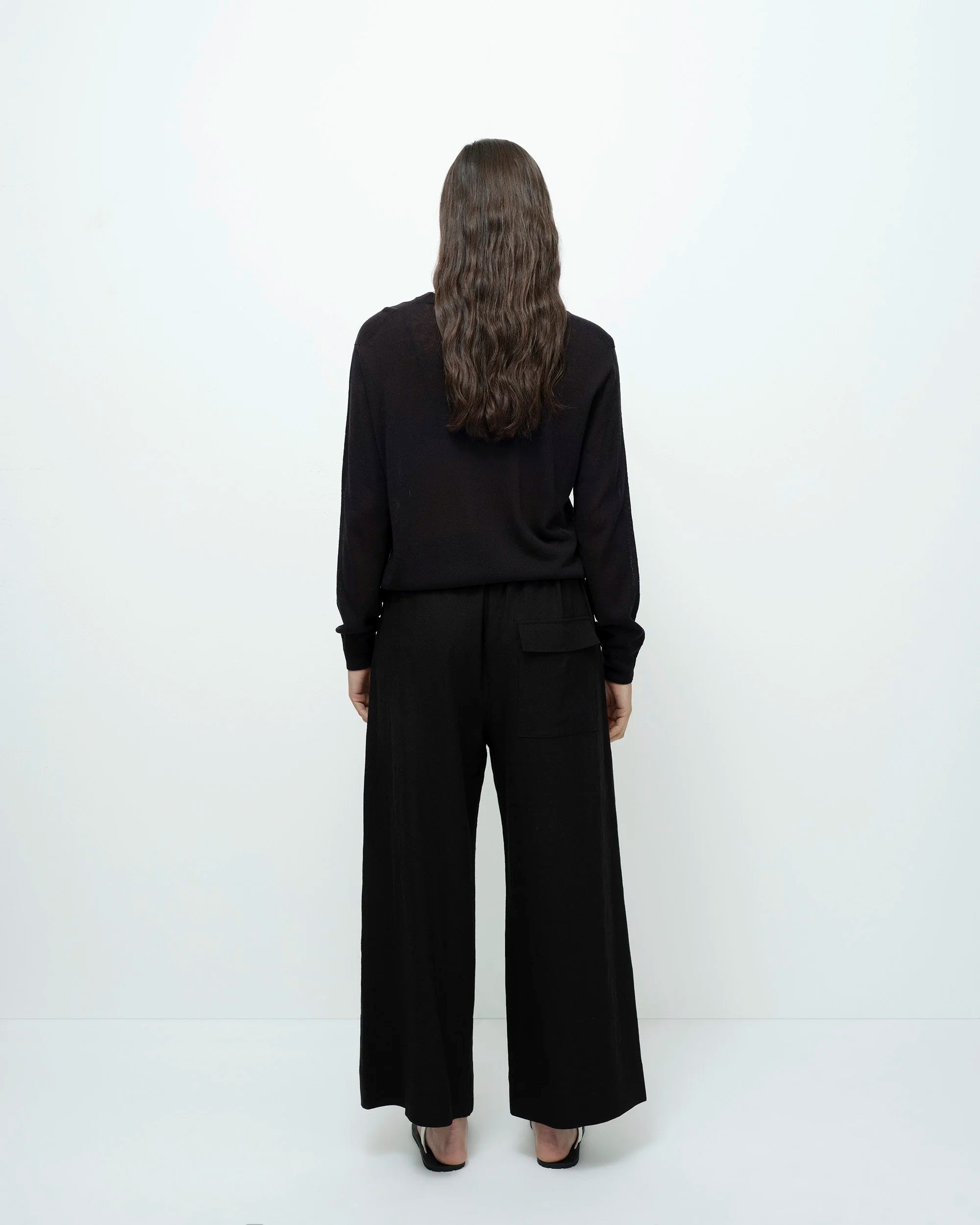 Mijeong Park Black Linen Blend Cropped Pants