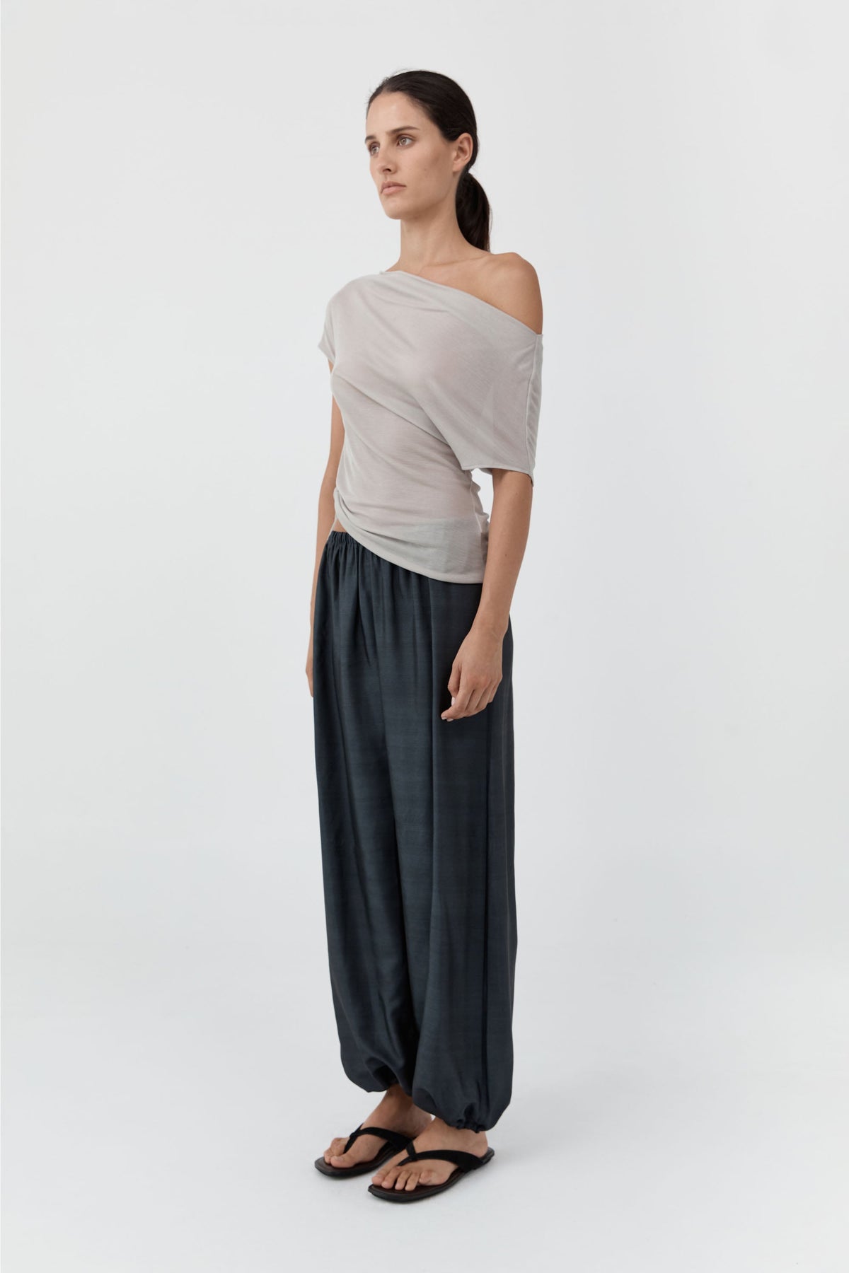 St. Agni Silk Adjustable Balloon Pants in Washed Black