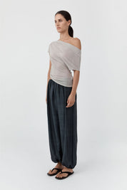 St. Agni Silk Adjustable Balloon Pants in Washed Black