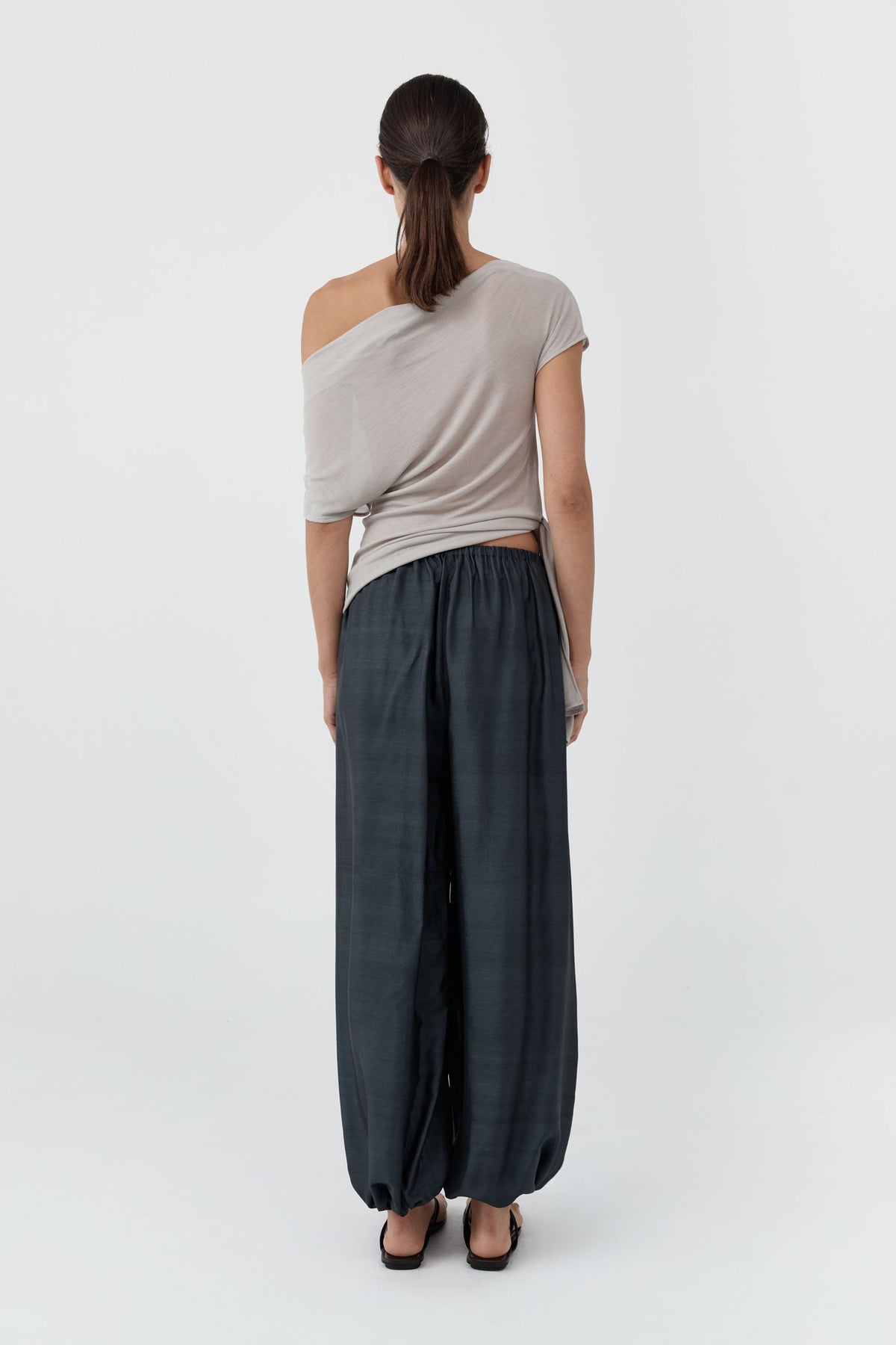 St. Agni Silk Adjustable Balloon Pants in Washed Black