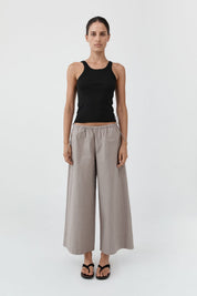 St. Agni Technical Cotton Cropped Drawstring Pants in Grey Stone