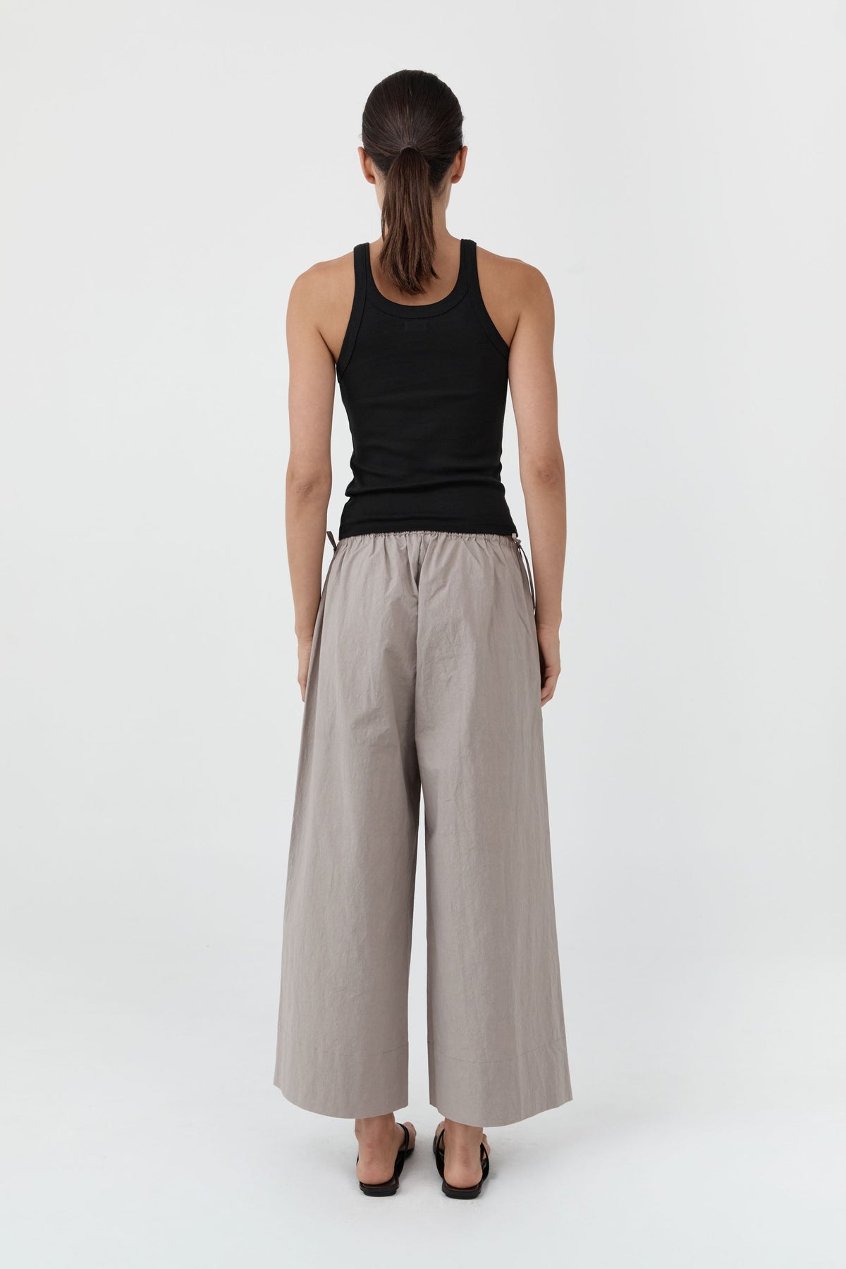 St. Agni Technical Cotton Cropped Drawstring Pants in Grey Stone