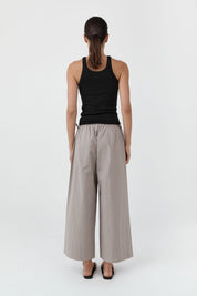St. Agni Technical Cotton Cropped Drawstring Pants in Grey Stone