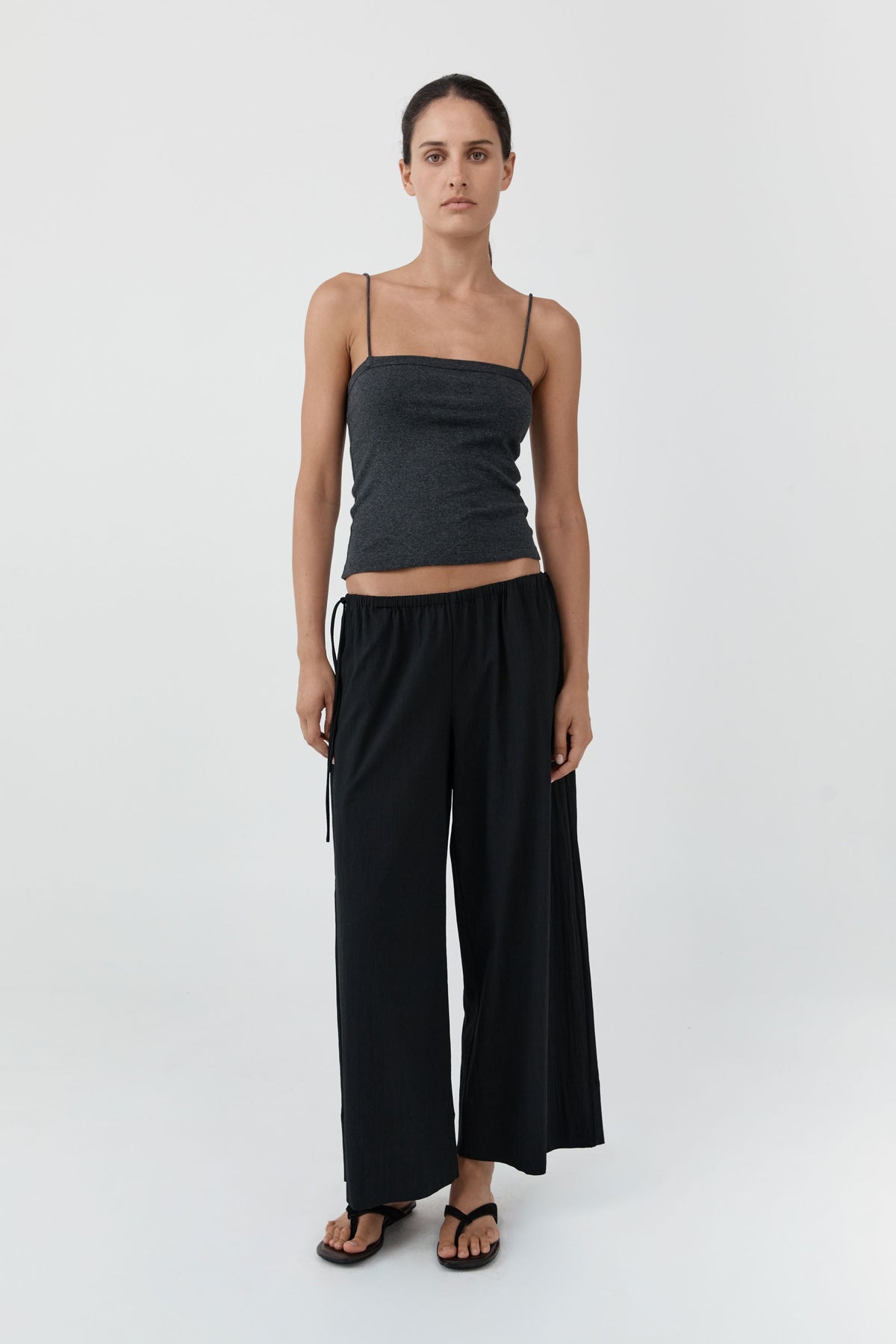 St. Agni Charcoal Melange Organic Cotton Square Neck Cami