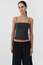 St. Agni Charcoal Melange Organic Cotton Square Neck Cami