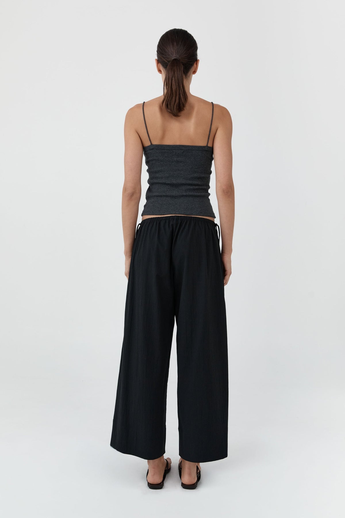 St. Agni Charcoal Melange Organic Cotton Square Neck Cami