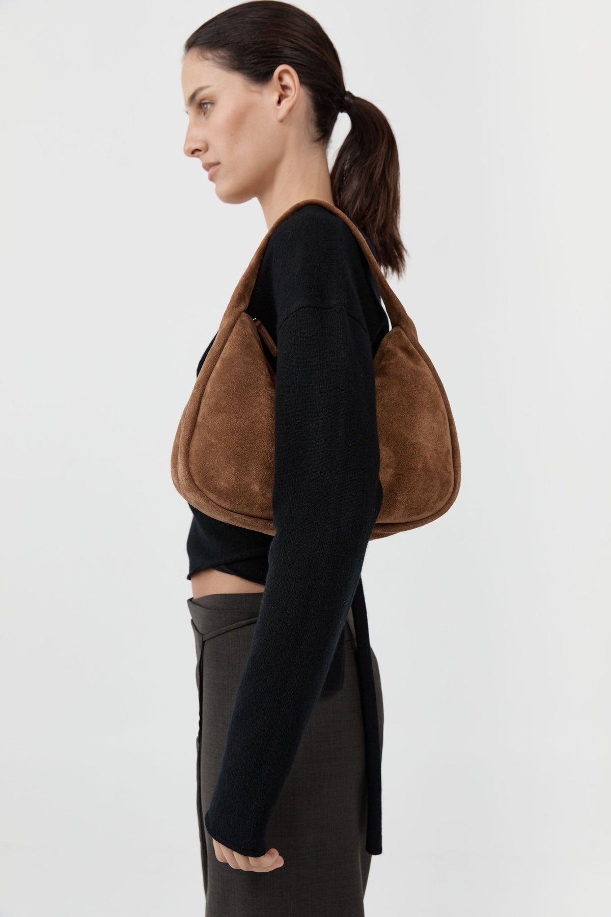St. Agni Suede Large Bon Bon Bag in Toffee