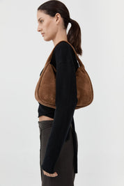 St. Agni Suede Large Bon Bon Bag in Toffee