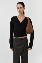 St. Agni Suede Large Bon Bon Bag in Toffee