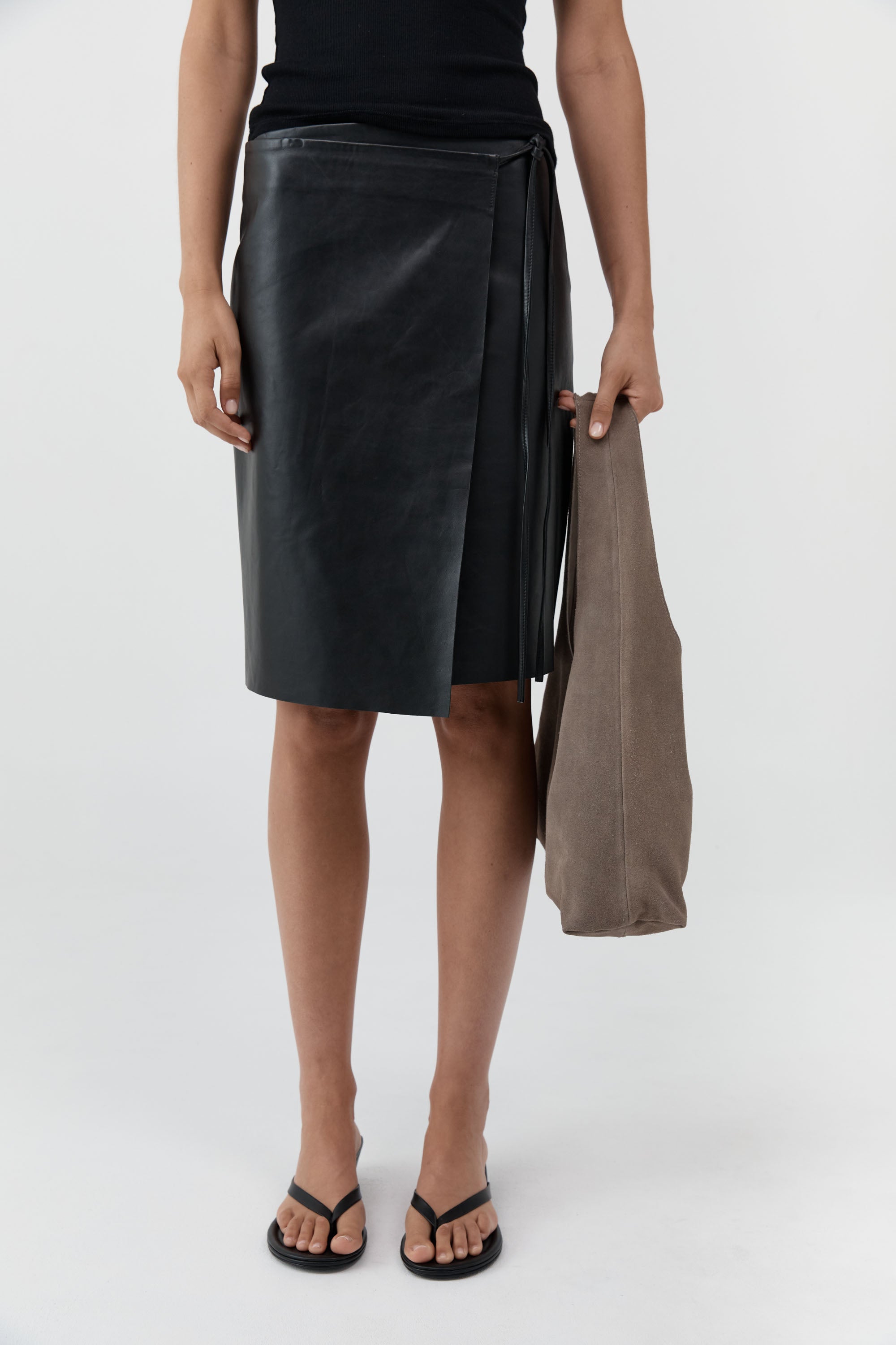 St. Agni Suede Soft Bag in Pebble Grey