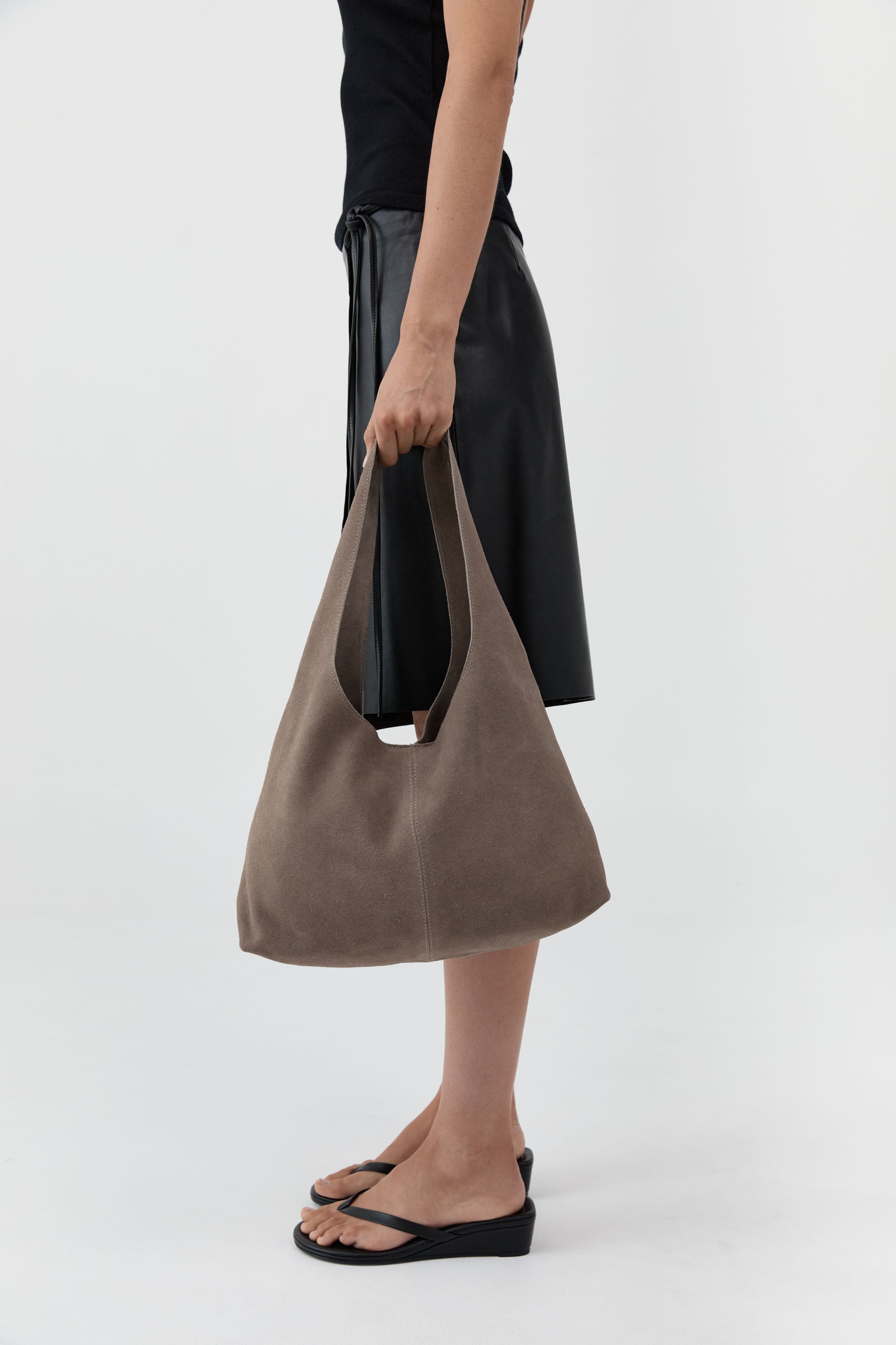 St. Agni Suede Soft Bag in Pebble Grey