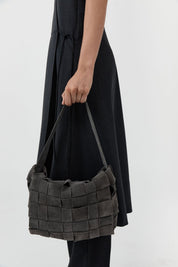 St. Agni Suede Woven Envelope Mini Tote in Steel