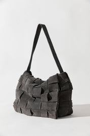 St. Agni Suede Woven Envelope Mini Tote in Steel