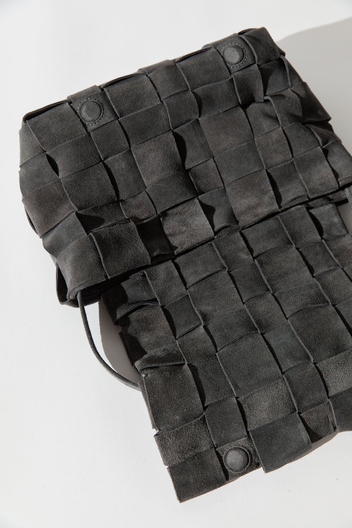 St. Agni Suede Woven Envelope Mini Tote in Steel