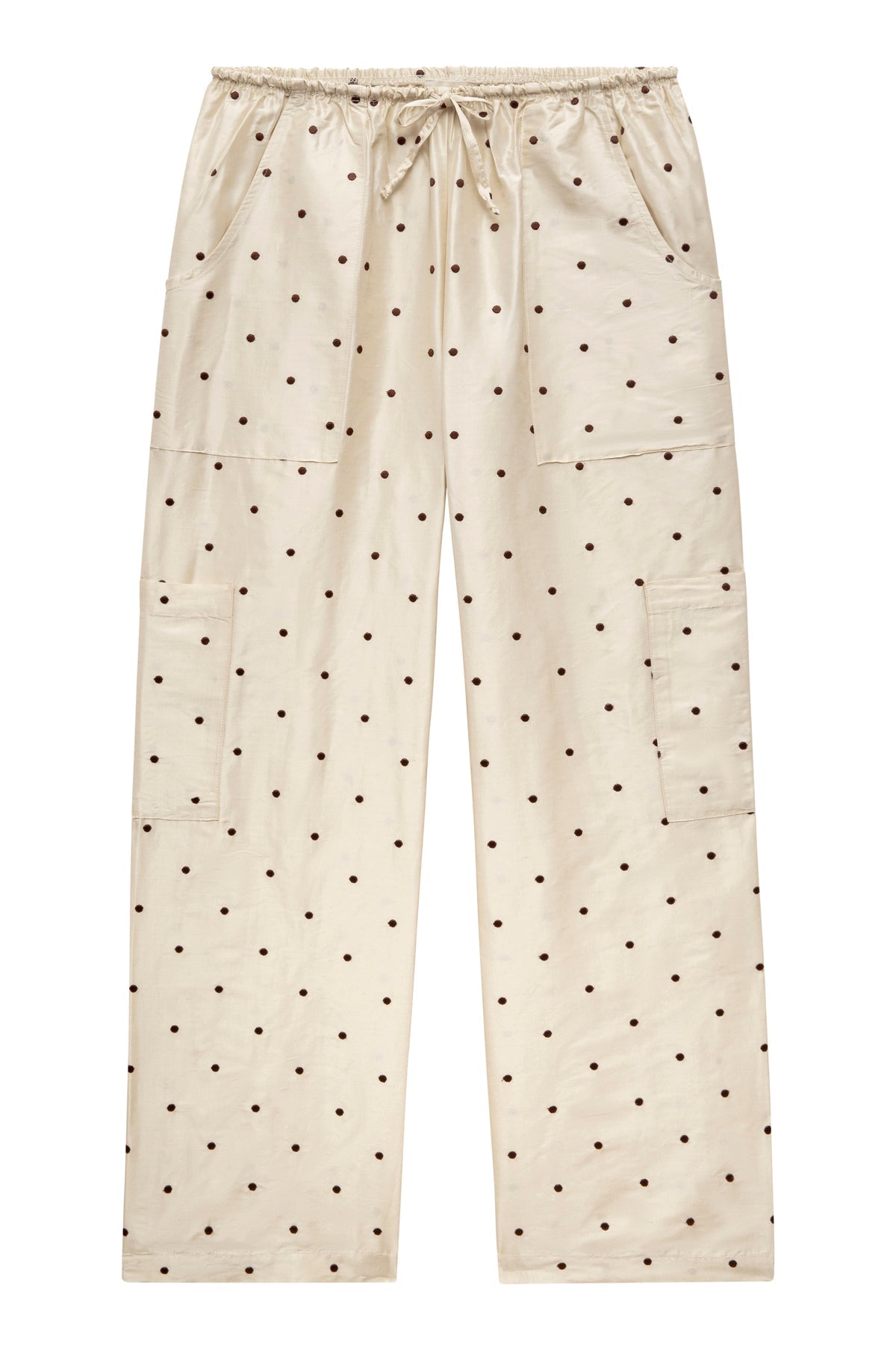 Donni Cream Dot Silk Taffeta Cargo Pant