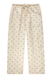 Donni Cream Dot Silk Taffeta Cargo Pant
