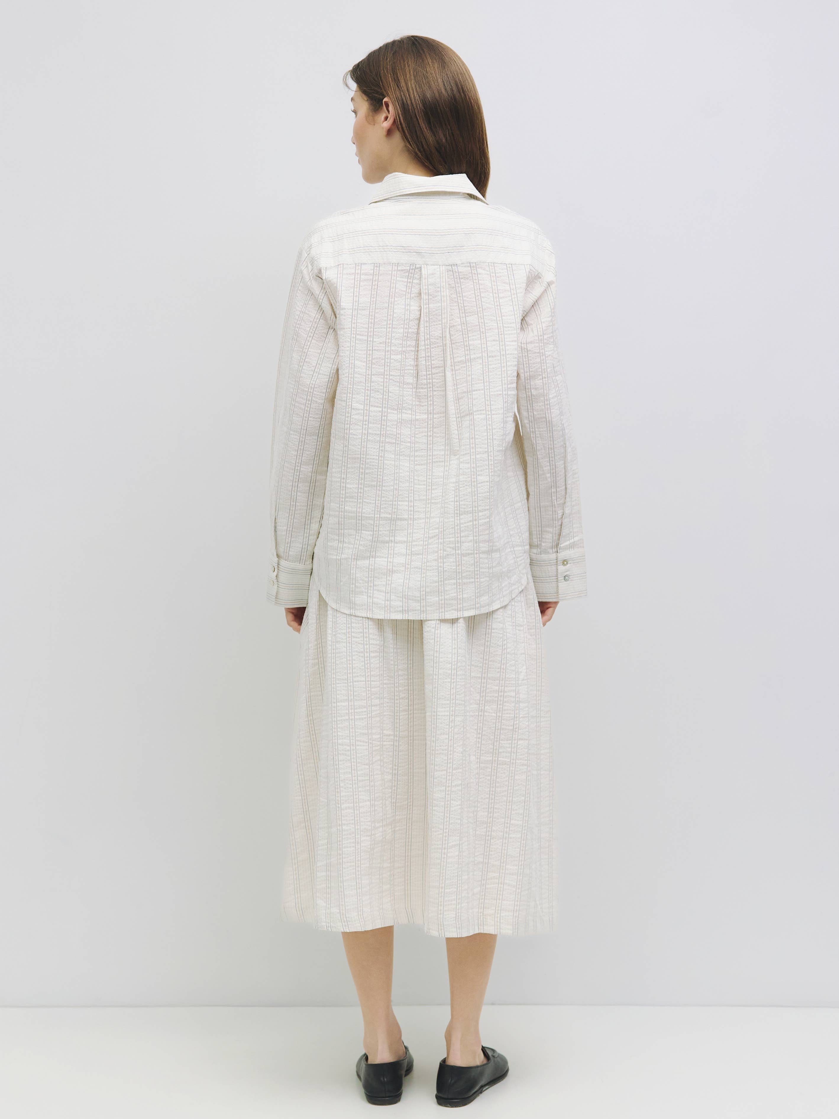 Striped Linen Joanne Midi Skirt
