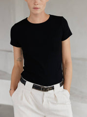 Black Ribbed Tee