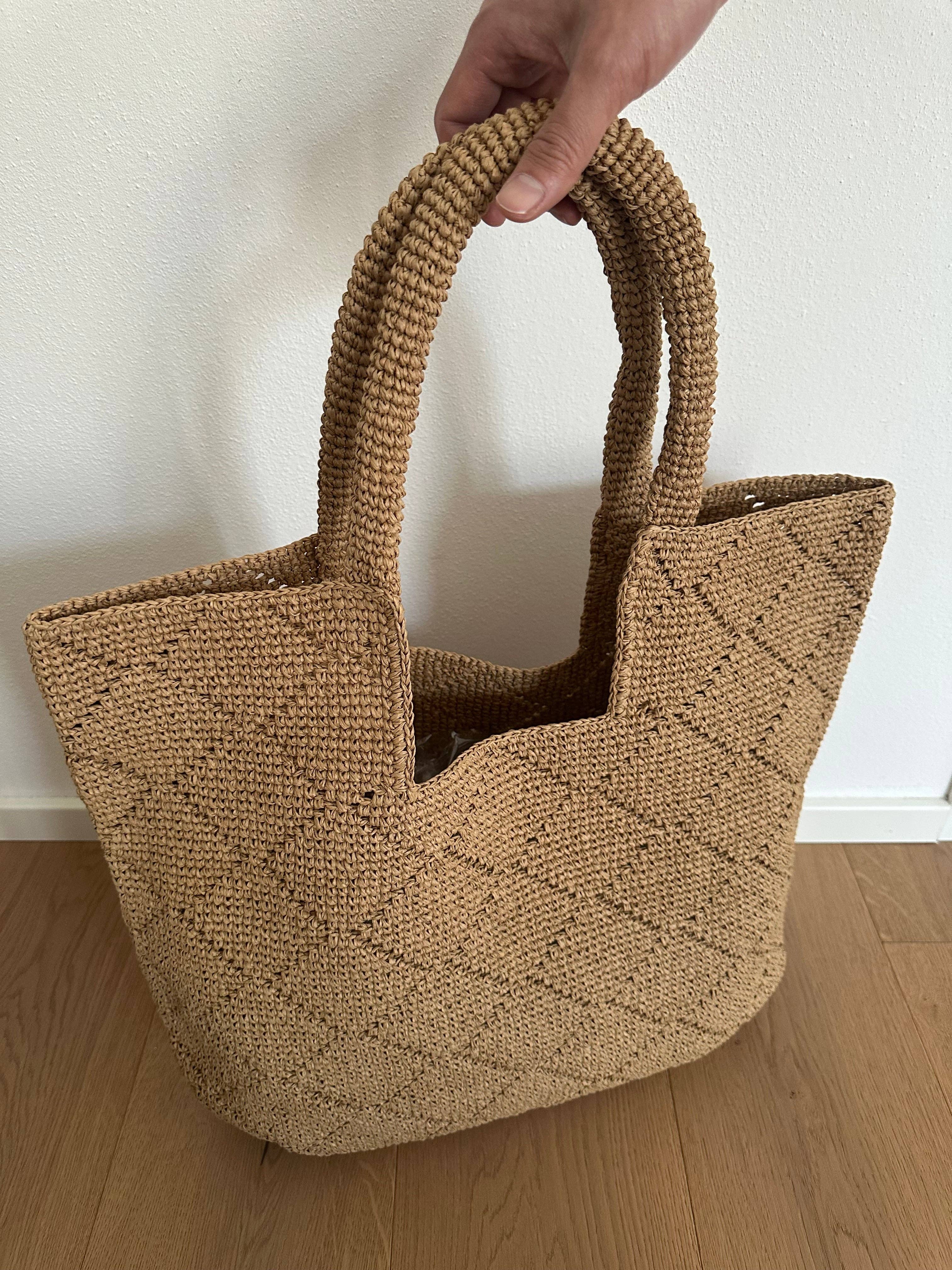 Camel Handmade Raffia Tote