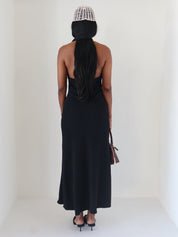 Black Wrap Scarf Hilaire Midi Dress