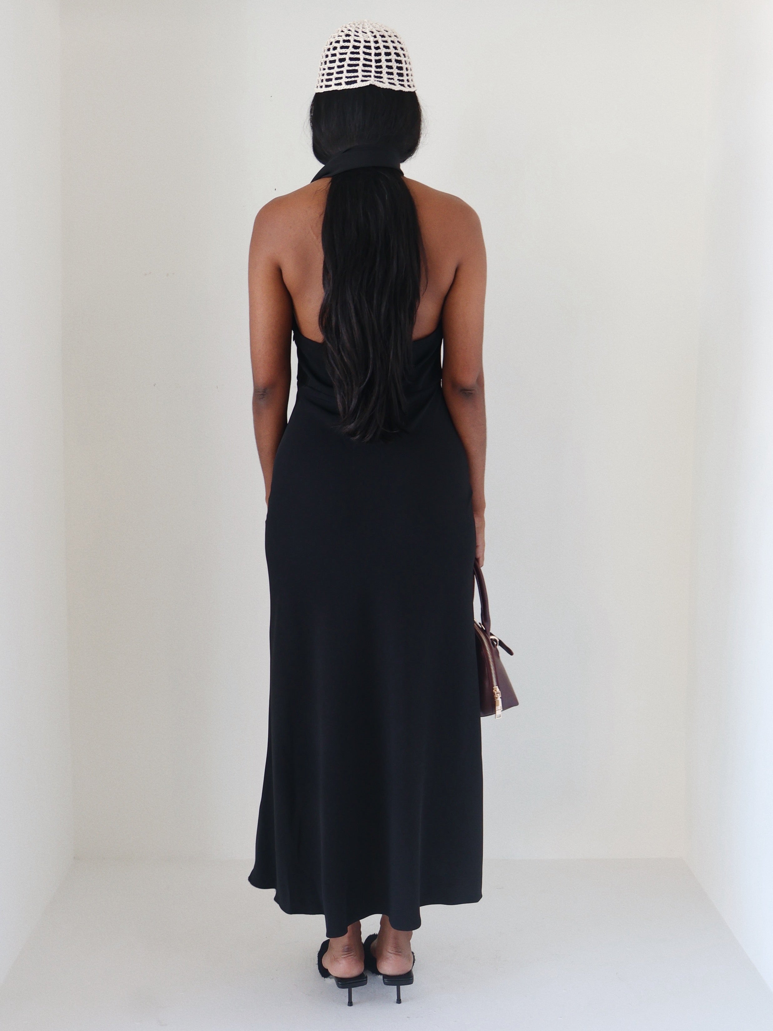 Black Wrap Scarf Hilaire Midi Dress