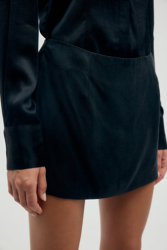 Black Cupro Mini Skirt