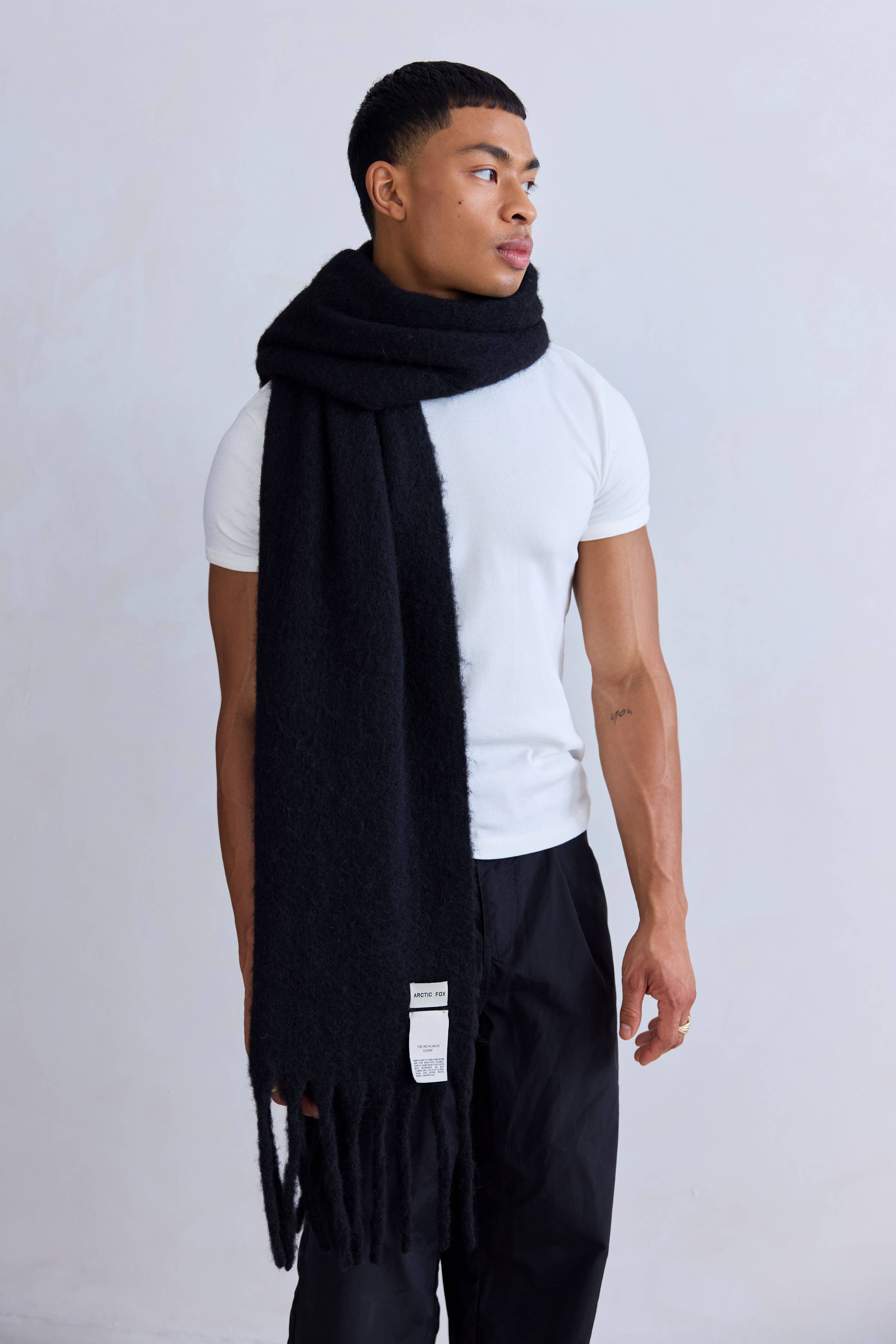 Black Reykjavik Merino Wool Scarf