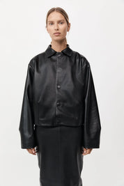 St. Agni Black Cocoon Leather Jacket