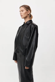 St. Agni Black Cocoon Leather Jacket