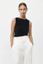 St. Agni Black Draped Cowl Top
