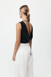 St. Agni Black Draped Cowl Top