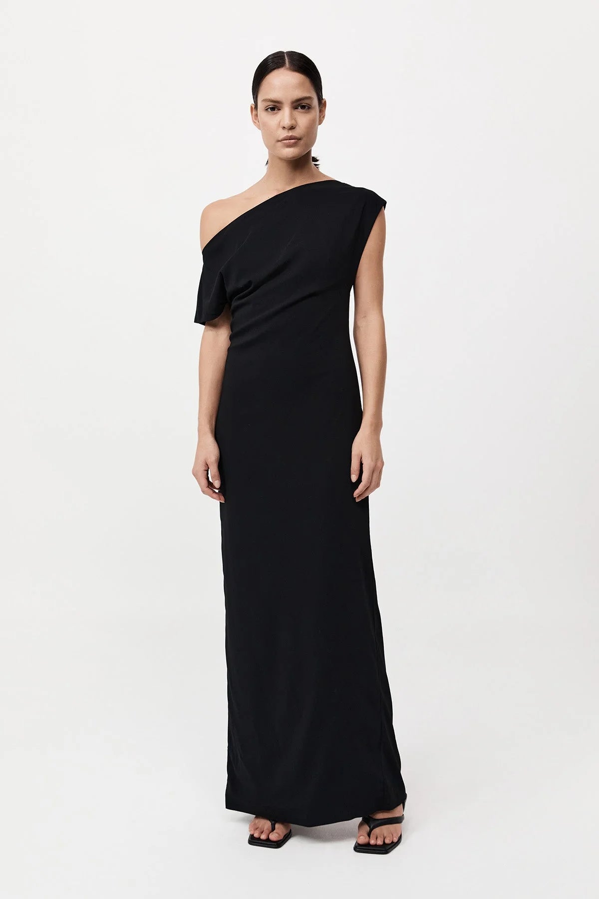 St. Agni Black Asymmetric Off Shoulder Dress – Dear Society