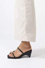 St. Agni Black Double Strap Arc Wedge
