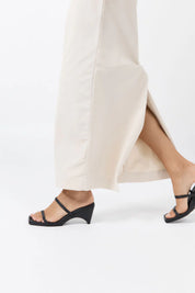 St. Agni Black Double Strap Arc Wedge