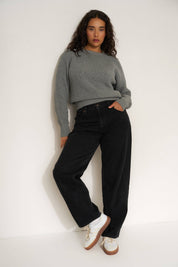 Heather Grey Cotton Crewneck Sweater